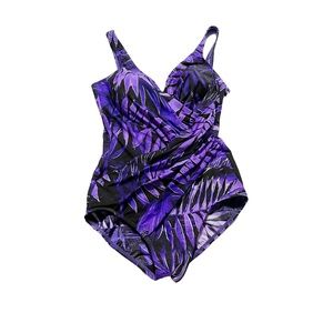 Miraclesuit Rouched One Piece Swimsuit Faux Wrap Style Spaghetti Strap Summer